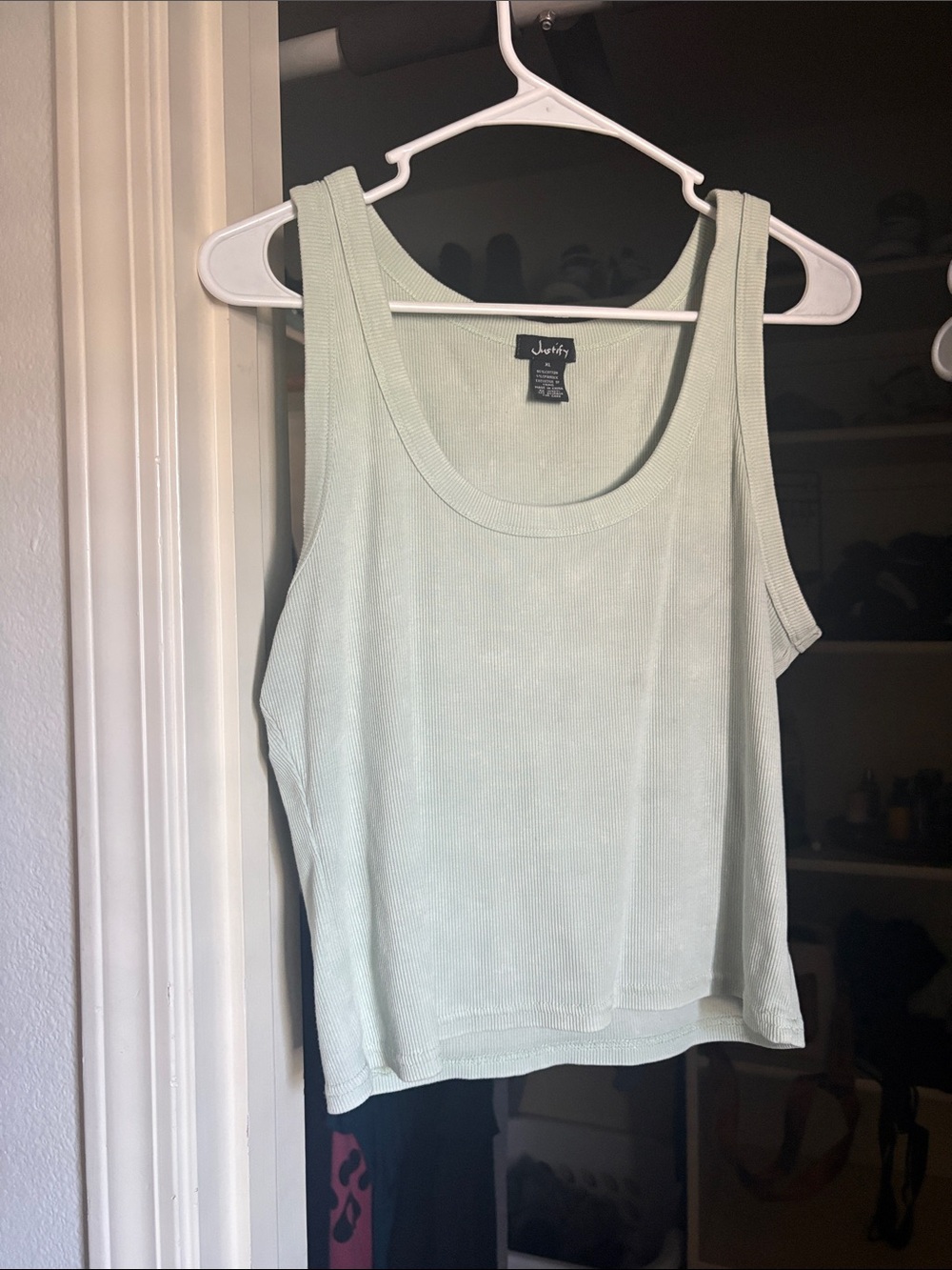Justify Light Sage Ribbed Scoop Neck Tank